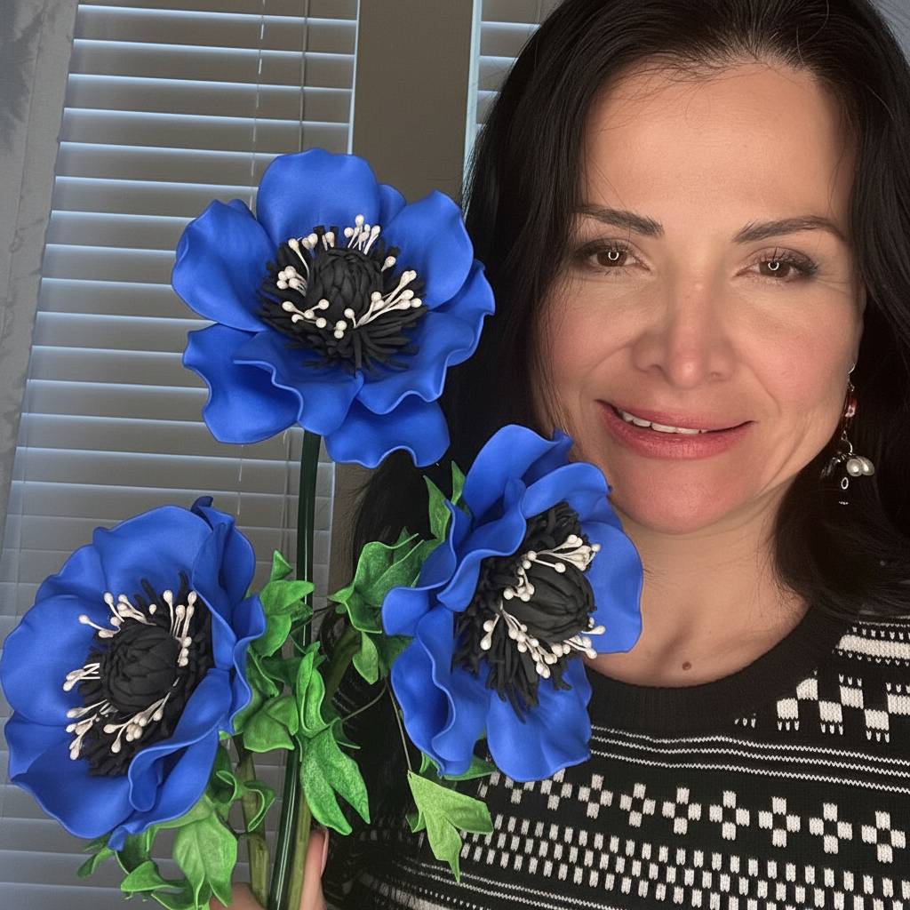 Real Touch Anemone Foam Flower Kit — Large DIY Blooms with Reusable Molds, Pre-Cut Petals, Pistils & Leaves - Image 5