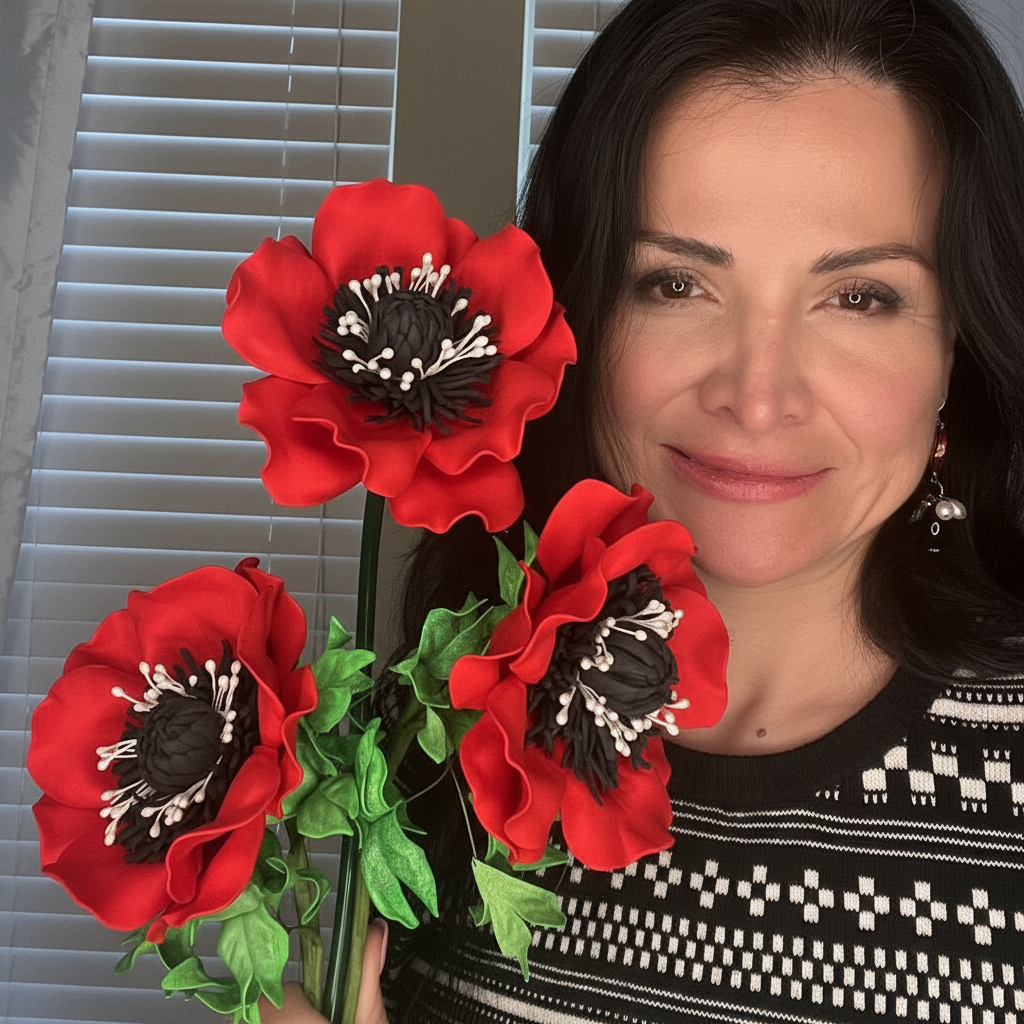 Real Touch Anemone Foam Flower Kit — Large DIY Blooms with Reusable Molds, Pre-Cut Petals, Pistils & Leaves - Image 6