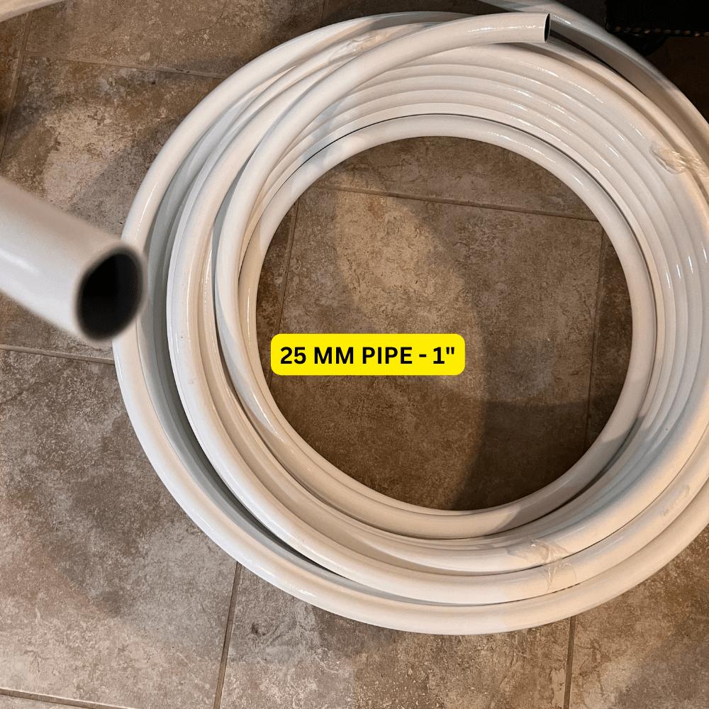 25mm bendable PVC pipe for giant flower stems showing flexibility and cross-section diameter