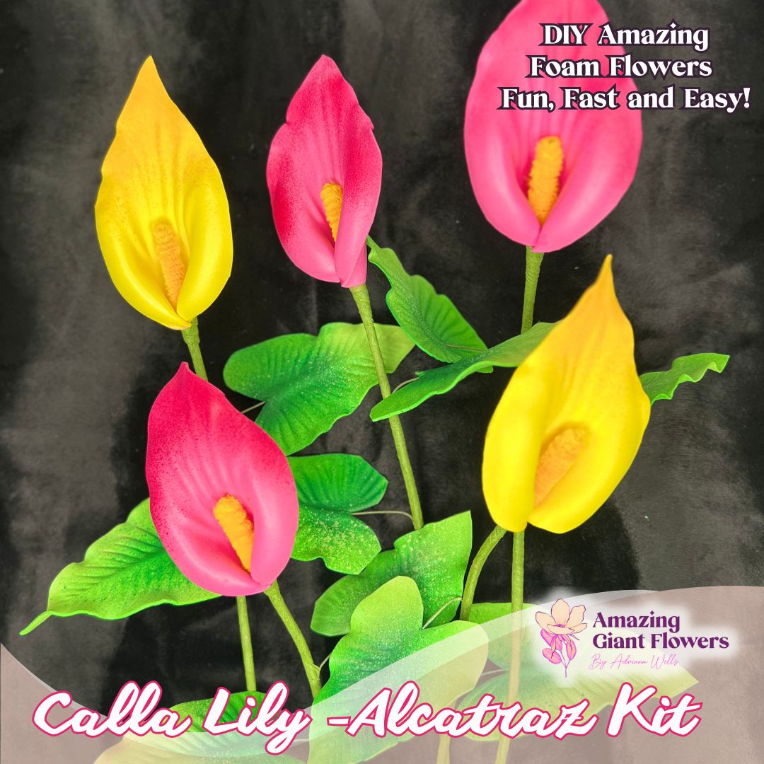 Real touch calla lily foam flower kit — DIY bouquet of yellow and pink lifelike foam calla lilies (alcatraz)