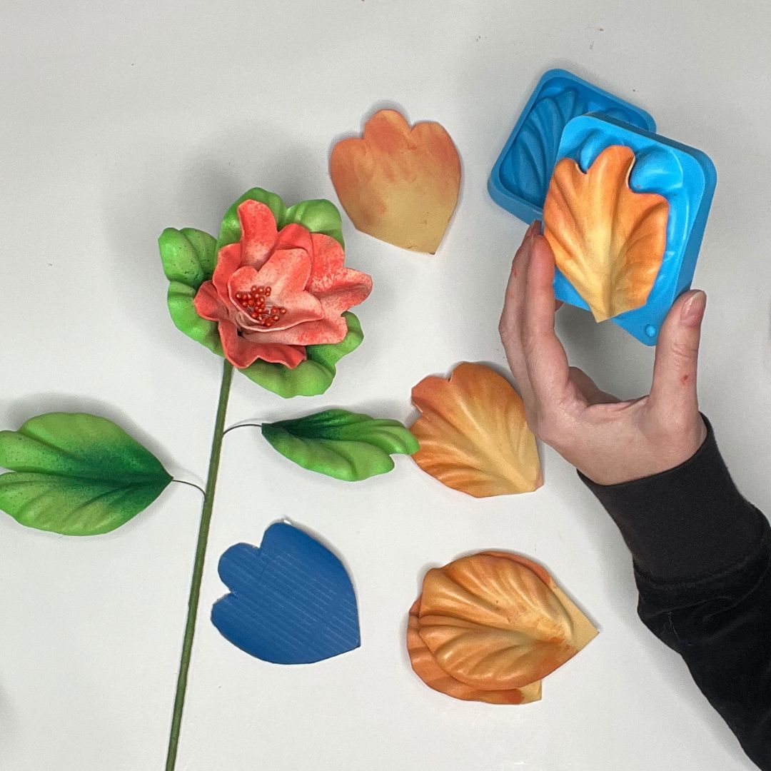 Real Touch Camellia Foam Flower Kit — Large DIY Ruffled Blooms with Reusable Mold, Pre-Cut Petals, Pistils & Leaves - Image 4
