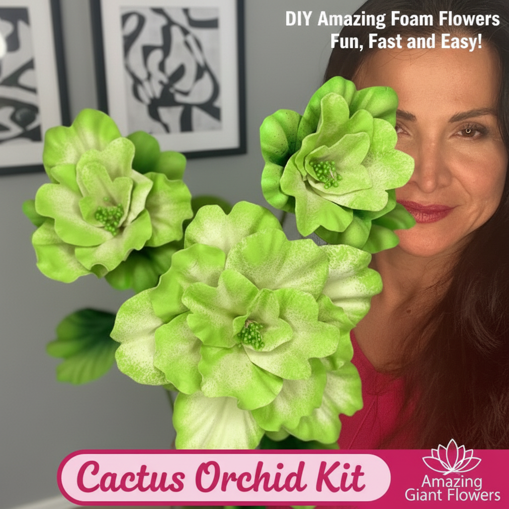 Real Touch Camellia Foam Flower Kit — Large DIY Ruffled Blooms with Reusable Mold, Pre-Cut Petals, Pistils & Leaves - Image 5