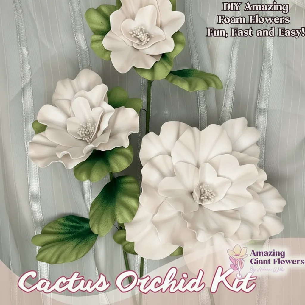 Real Touch Star of Bethlehem Foam Flower Kit — Large Tropical DIY Blooms (Star of Jerusalem) with Golden Pistils, Reusable Mold & Pre-Cut Petals