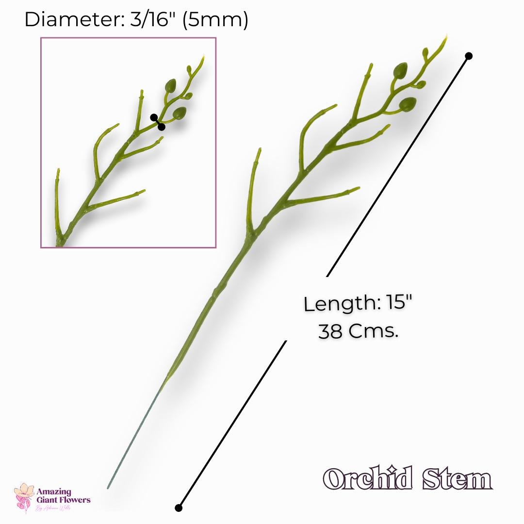 Pack of 10 green floral wire stems for craft flowers showing 3/16 inch diameter and 15-inch length