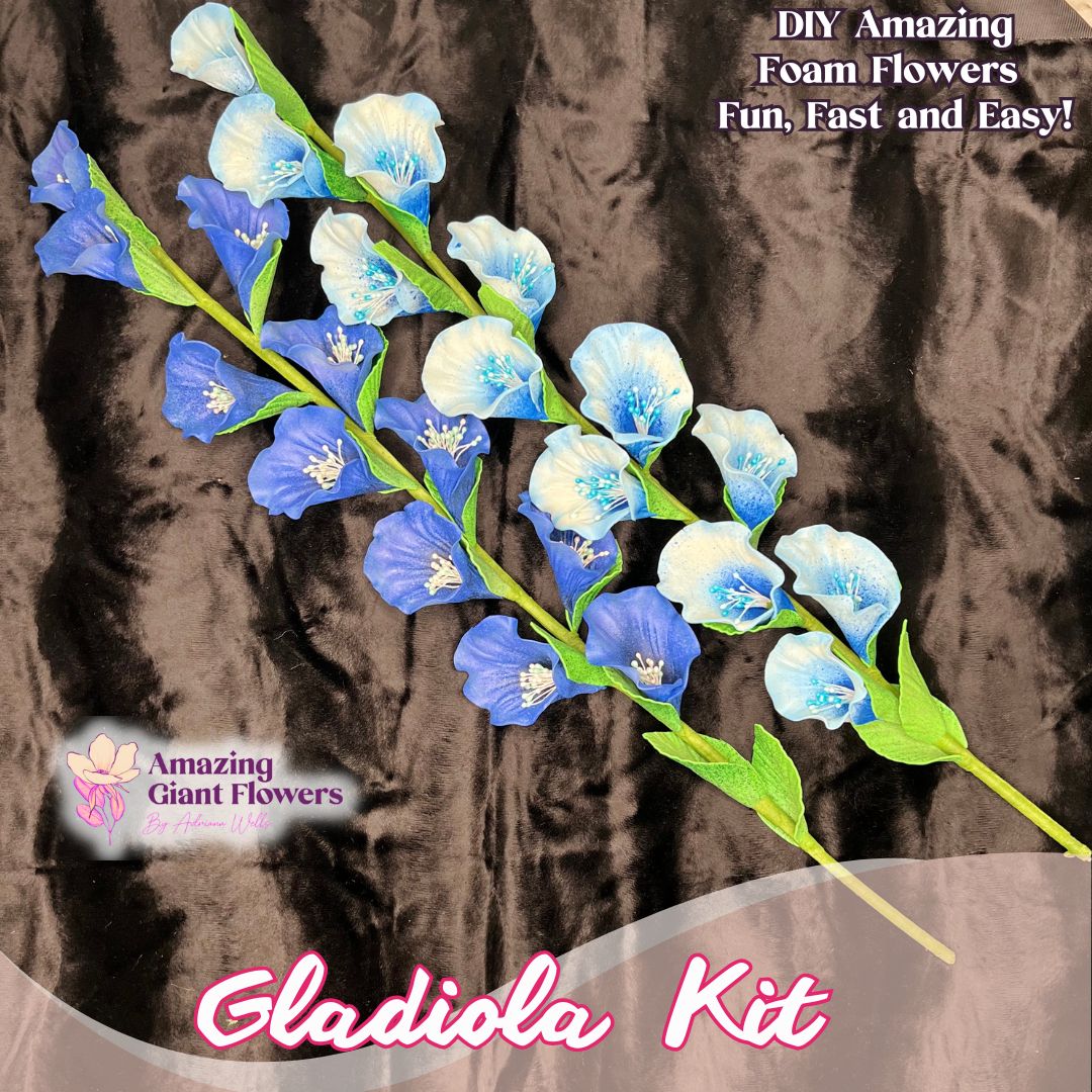 Real Touch Gladiolus Foam Flower Kit (Gladiola) — Two Tall 24" DIY Stems with Reusable Mold, Pre-Cut Petals & Leaves