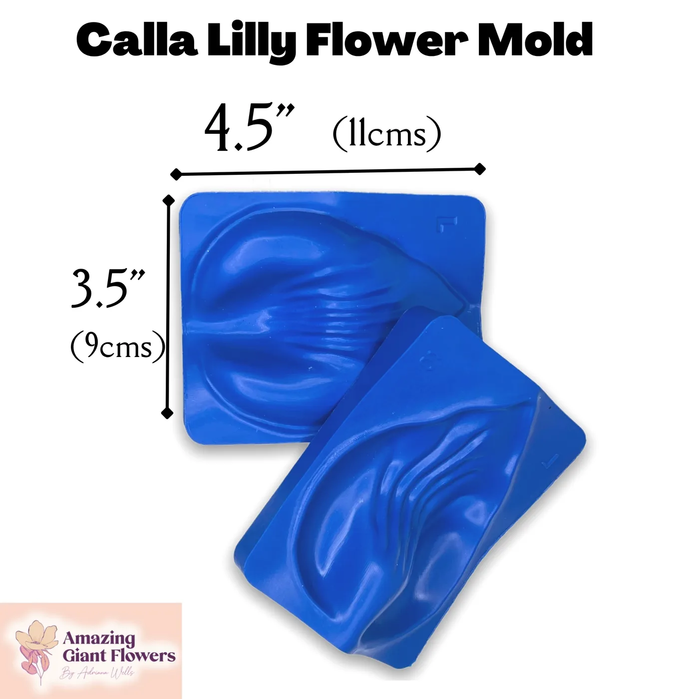 Calla Lily Flower Mold — double-sided foam flower mold and gumpaste veiner for making realistic life-size calla lily blooms, 4.5" x 3.5"