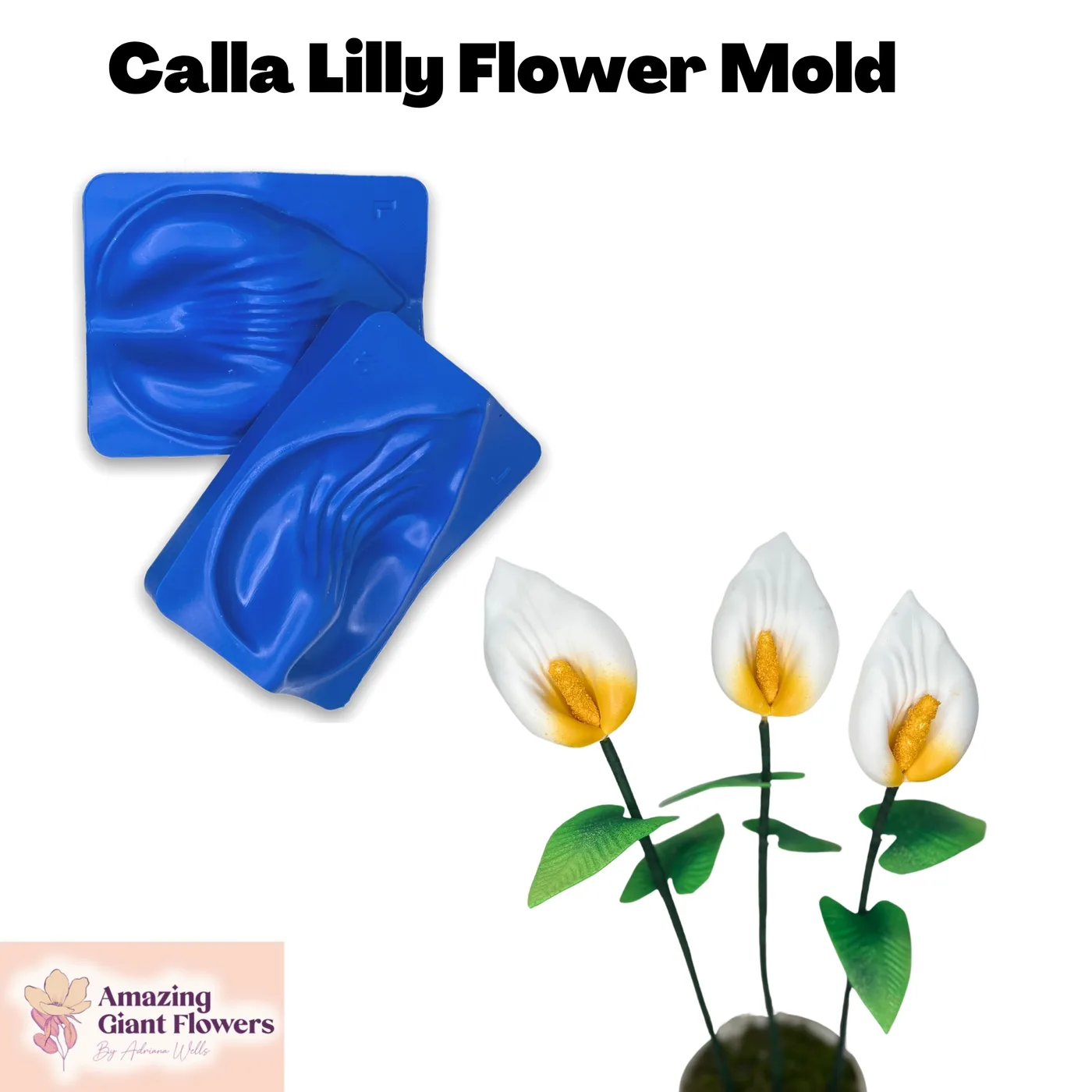 Calla Lily Flower shaped with the Calla Lily Flower Mold — realistic life-size foam flower result