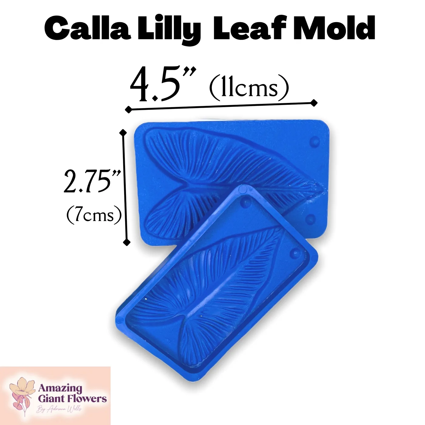 Calla Lily Leaf Mold — double-sided foam flower mold and gumpaste veiner for making realistic life-size calla lily leaves, 4.5" x 2.75"