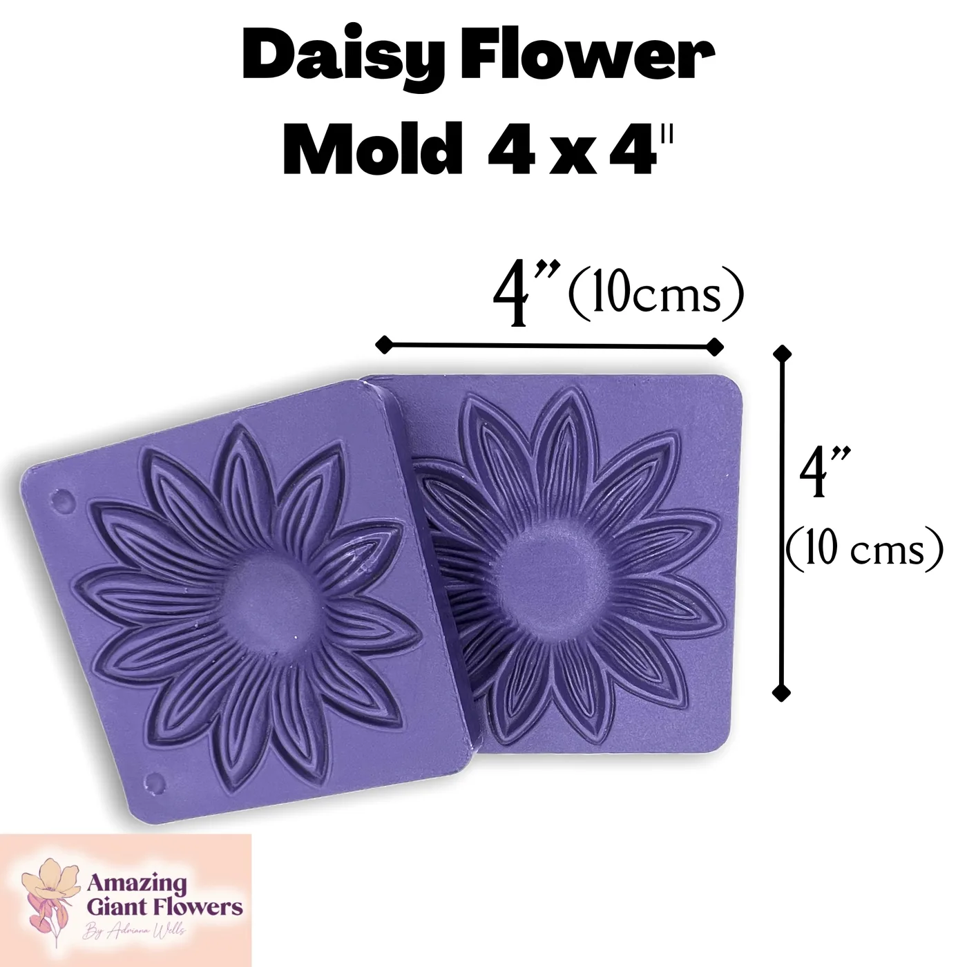 Daisy Flower Mold — double-sided foam flower mold and gumpaste veiner for making realistic life-size daisy blooms, 4" x 4"