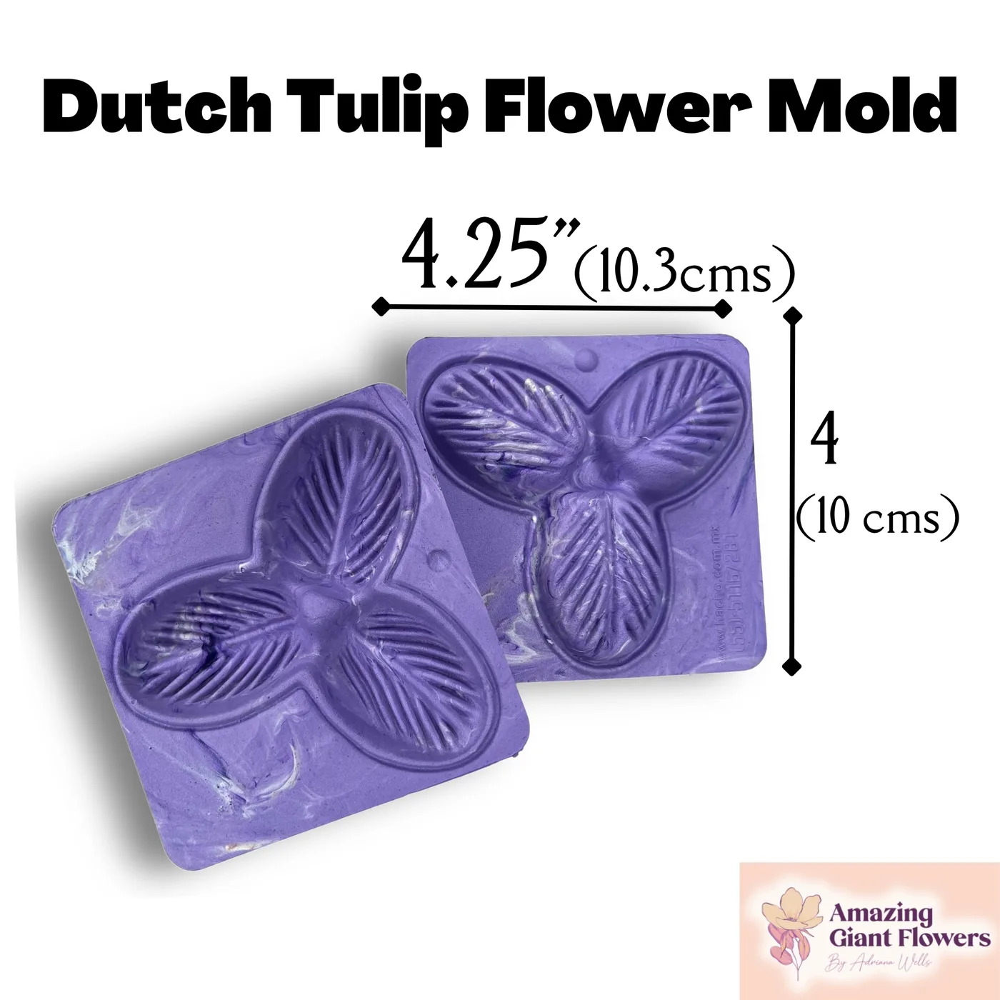 Dutch Tulip Flower Mold — double-sided foam flower mold and gumpaste veiner for making realistic life-size dutch tulip blooms, 4.25" x 4"