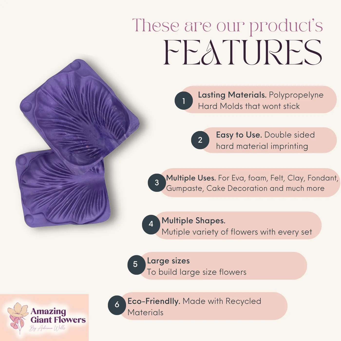 Fantasy Flower shaped with the Fantasy Flower Mold — realistic life-size foam flower result