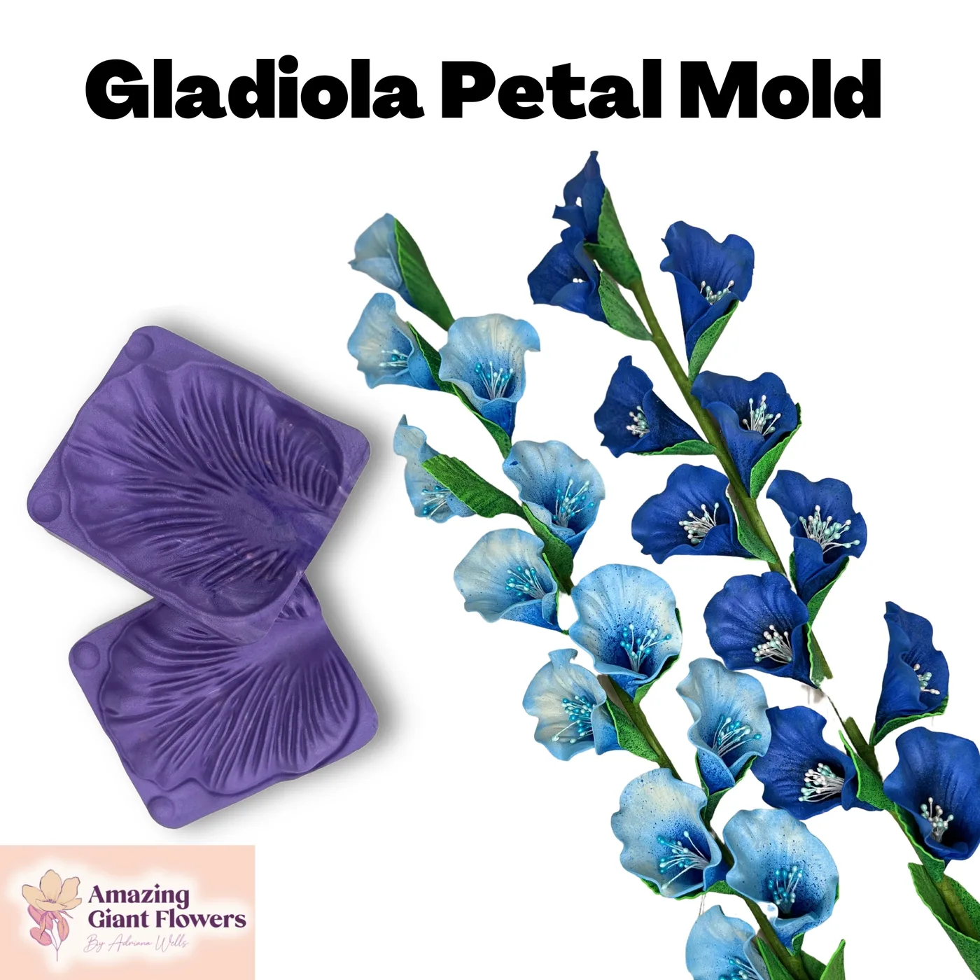 Gladiola Petal shaped with the Gladiola Petal Mold — realistic life-size foam flower result