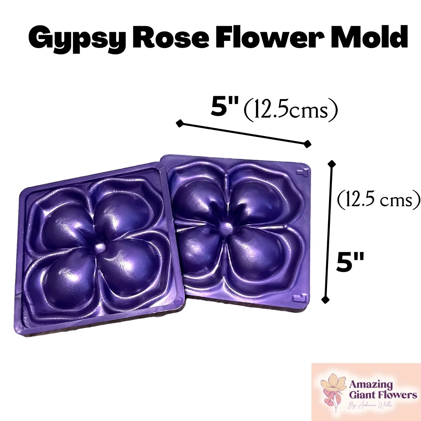 Gypsy Rose Flower Mold — double-sided foam flower mold and gumpaste veiner for making realistic life-size gypsy rose blooms, 5" x 5"