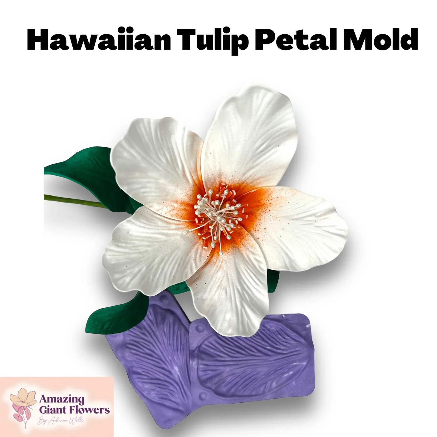 Hawaiian Tulip Petal shaped with the Hawaiian Tulip Petal Mold — realistic life-size foam flower result