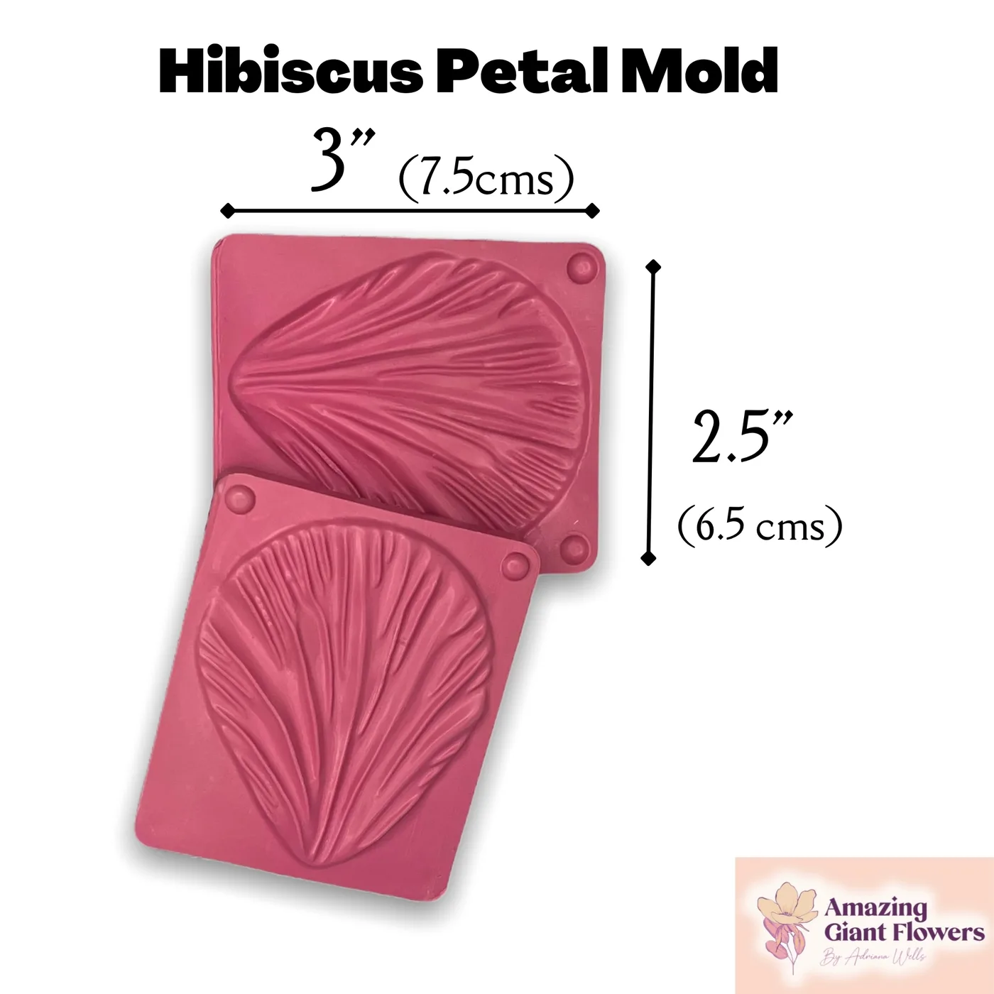 Hibiscus Petal Mold — double-sided foam flower mold and gumpaste veiner for making realistic life-size hibiscus petals, 3" x 2.5"