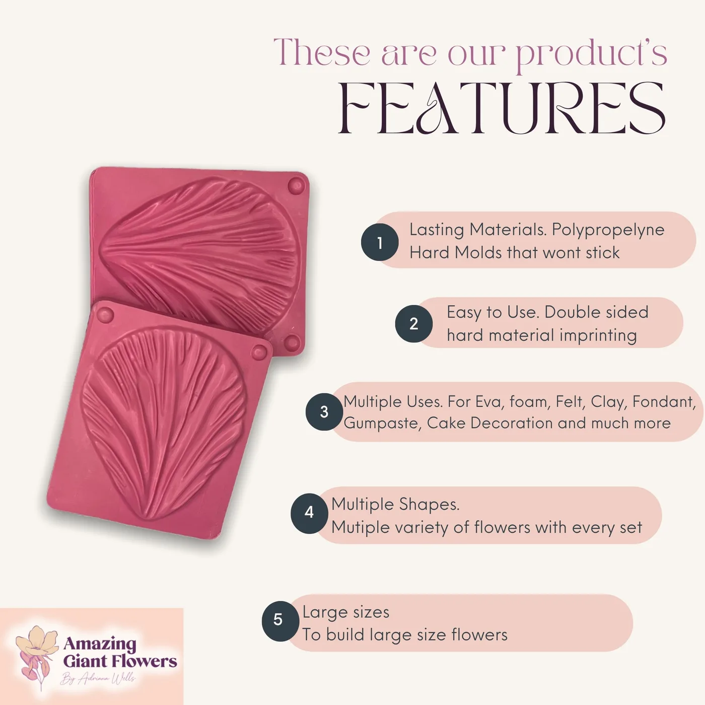 Hibiscus Petal shaped with the Hibiscus Petal Mold — realistic life-size foam flower result