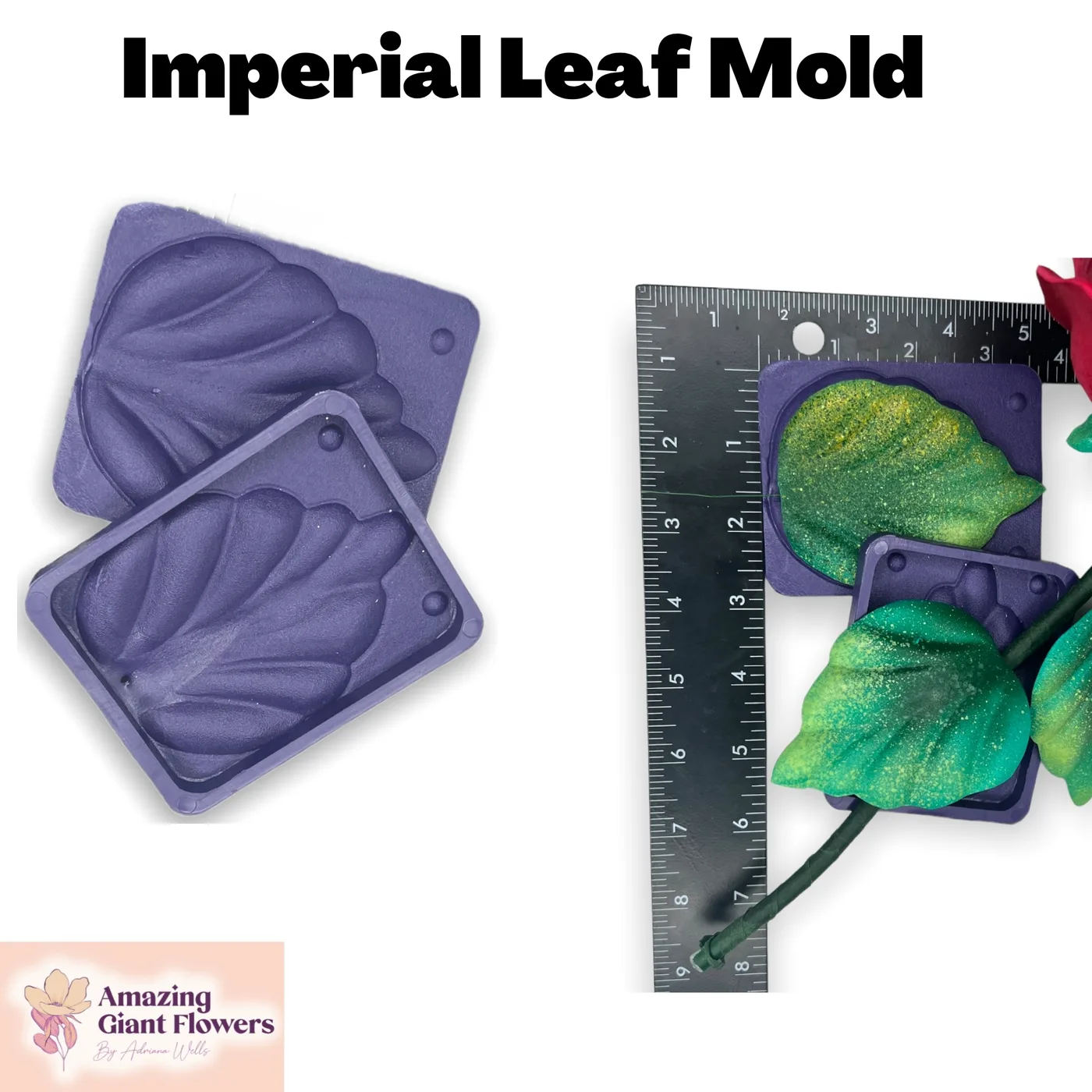 Imperial Rose Leaf shaped with the Imperial Rose Leaf Mold — realistic life-size foam flower result
