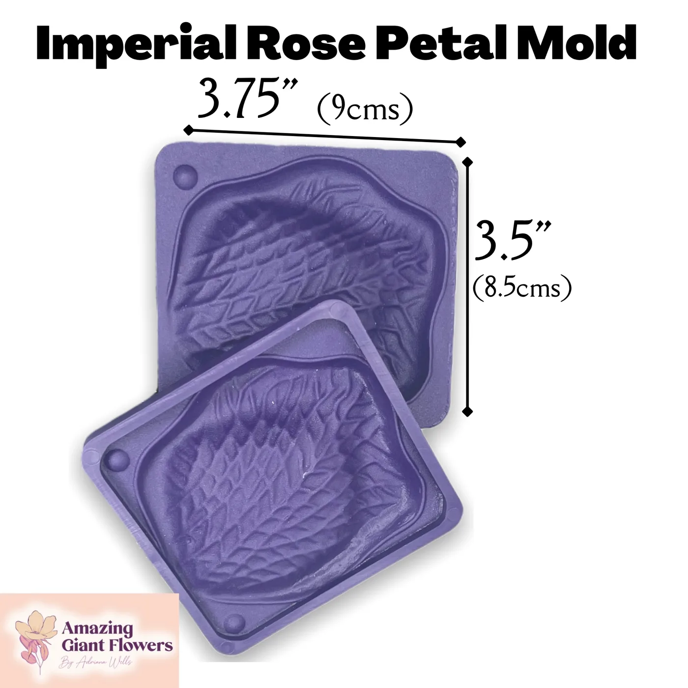 Imperial Rose Petal Mold — double-sided foam flower mold and gumpaste veiner for making realistic life-size imperial rose petals, 3.75" x 3.5"