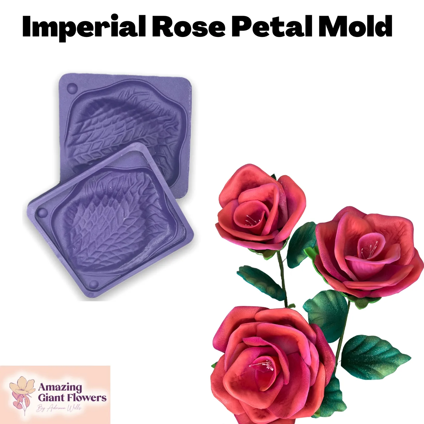 Imperial Rose Petal shaped with the Imperial Rose Petal Mold — realistic life-size foam flower result