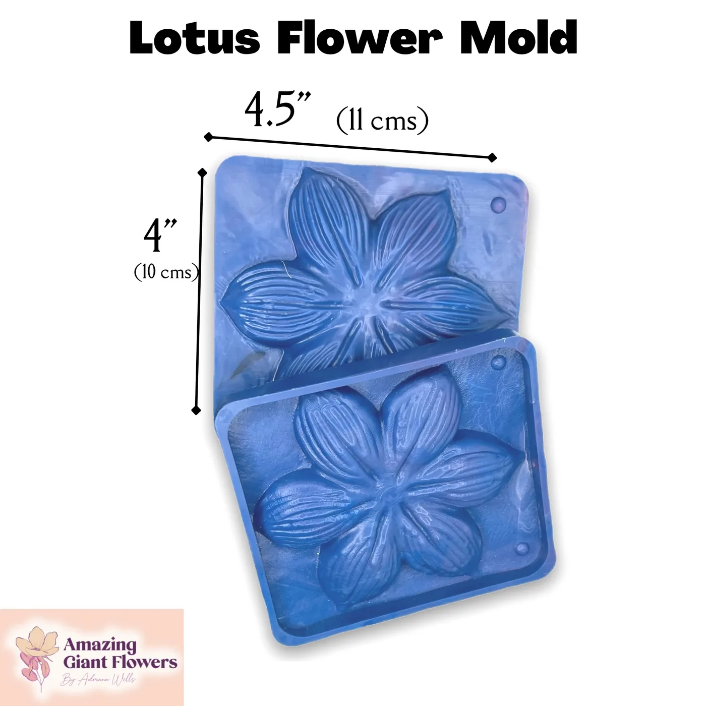 Lotus Flower Mold — double-sided foam flower mold and gumpaste veiner for making realistic life-size lotus blooms, 4.5" x 4"