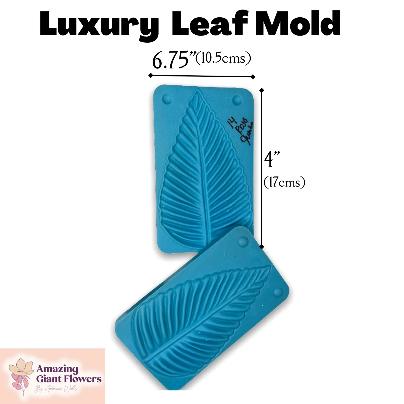Luxury Leaf Mold — double-sided foam flower mold and gumpaste veiner for making realistic life-size luxury leaf leaves, 6.75" x 4"