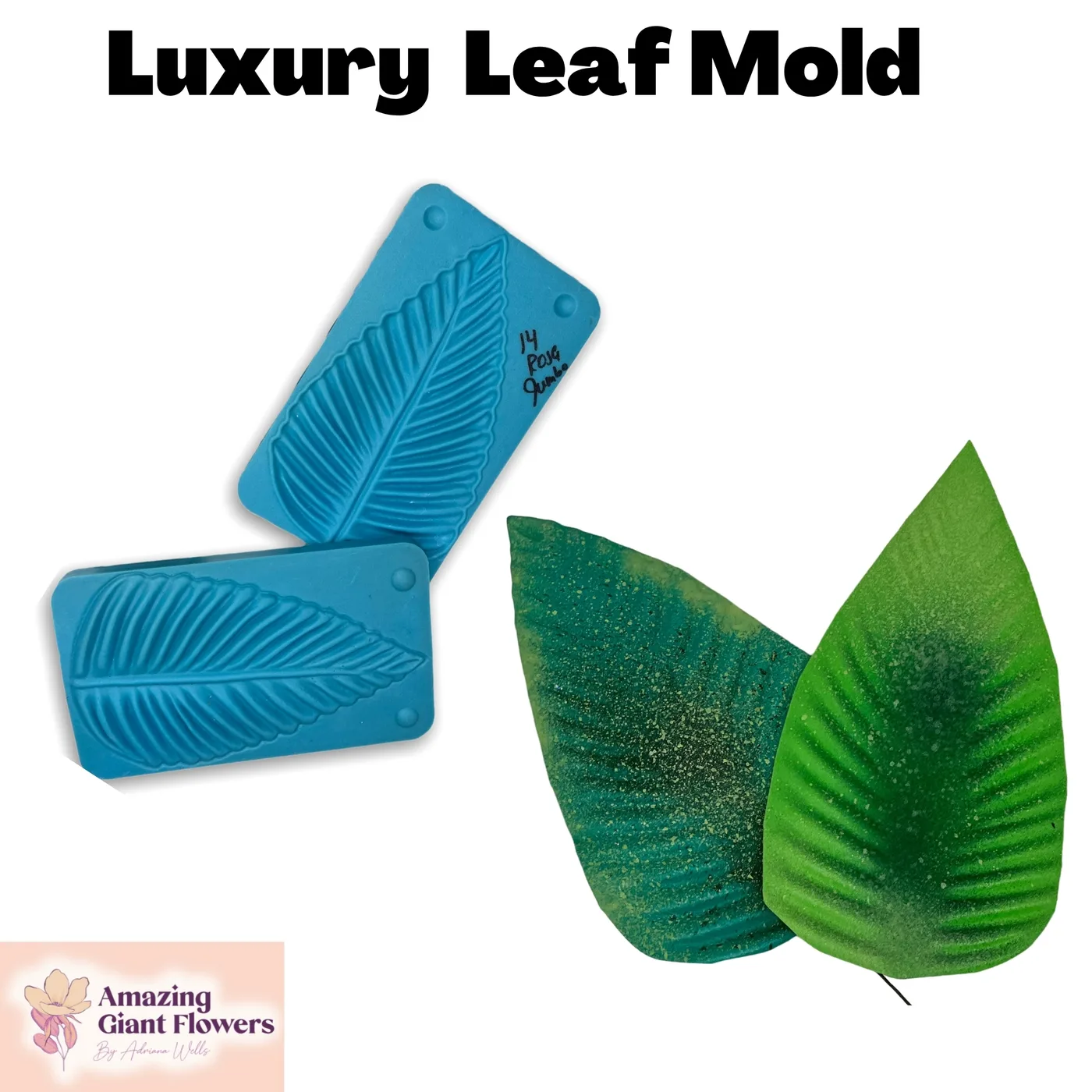 Luxury Leaf Leaf shaped with the Luxury Leaf Mold — realistic life-size foam flower result