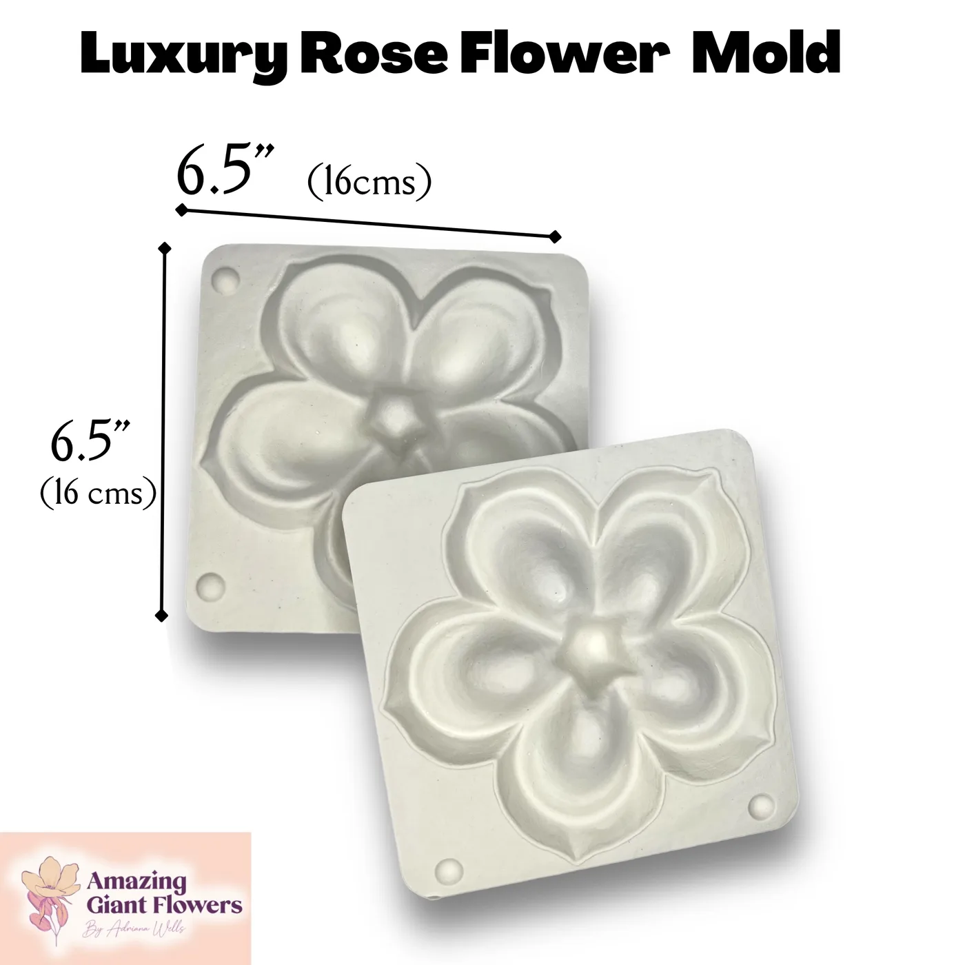Luxury Rose Flower Mold — double-sided foam flower mold and gumpaste veiner for making realistic life-size luxury rose blooms, 6.5" x 6.5"