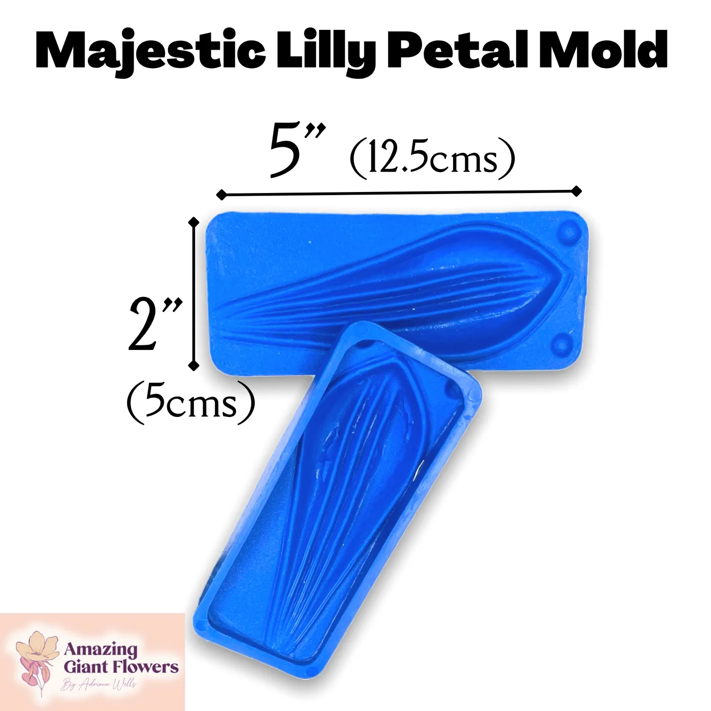 Majestic Lily Petal Mold — double-sided foam flower mold and gumpaste veiner for making realistic life-size majestic lily petals, 5" x 2"