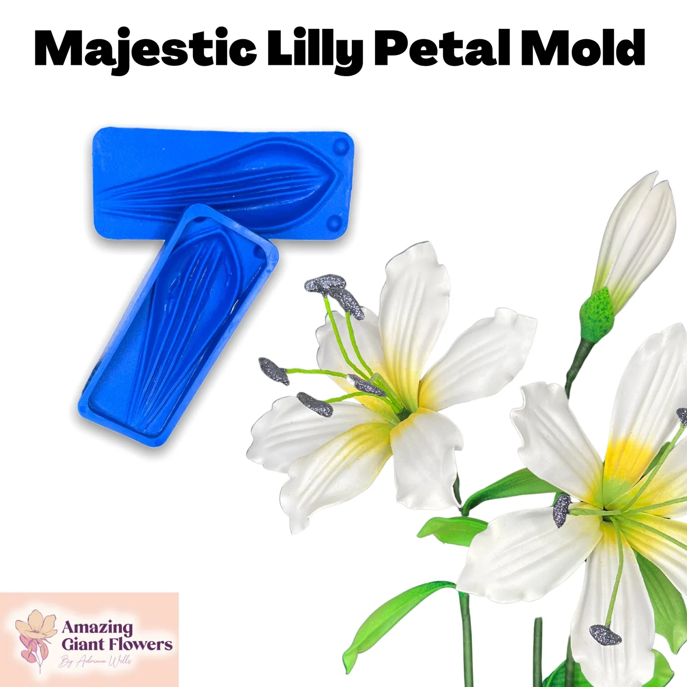 Majestic Lily Petal shaped with the Majestic Lily Petal Mold — realistic life-size foam flower result