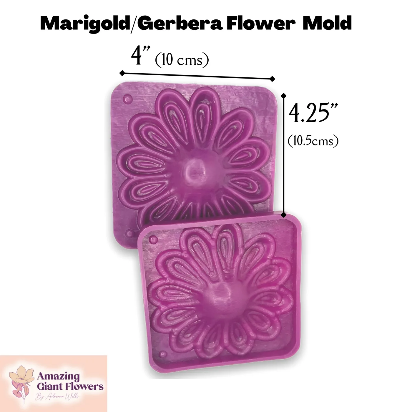 Marigold / Gerbera Flower Mold — double-sided foam flower mold and gumpaste veiner for making realistic life-size marigold / gerbera blooms, 4" x 4.25"