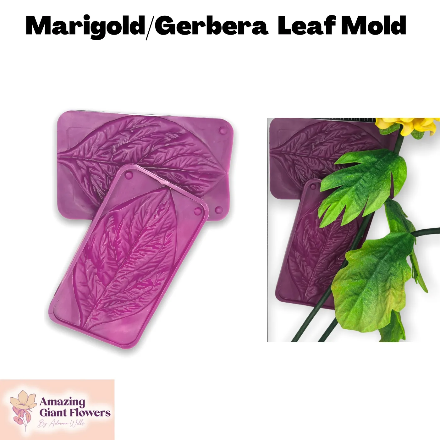 Marigold / Gerbera Leaf shaped with the Marigold / Gerbera Leaf Mold — realistic life-size foam flower result