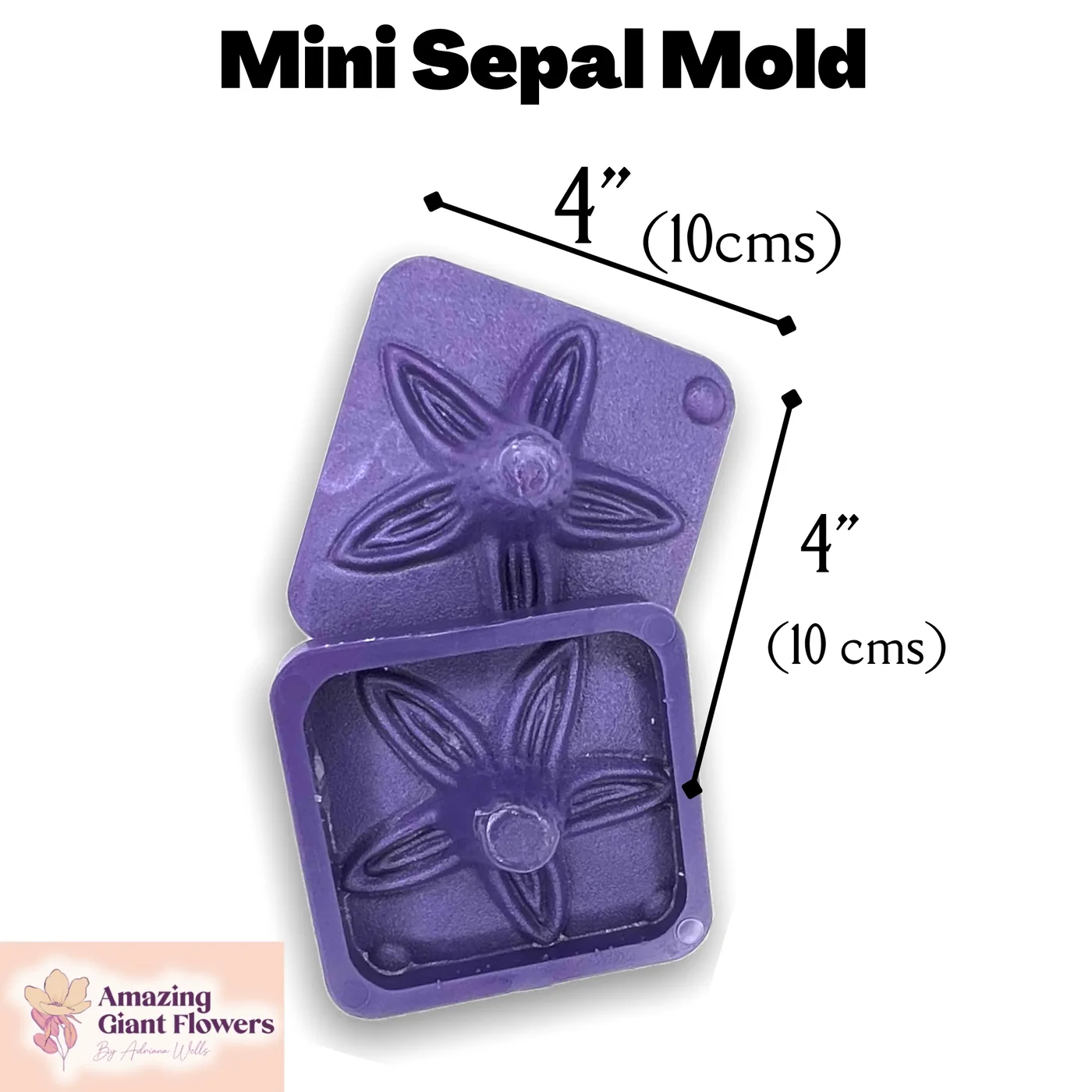 Mini Sepal Mold — double-sided foam flower mold and gumpaste veiner for making realistic life-size mini sepal sepals & calyxes, 4" x 4"