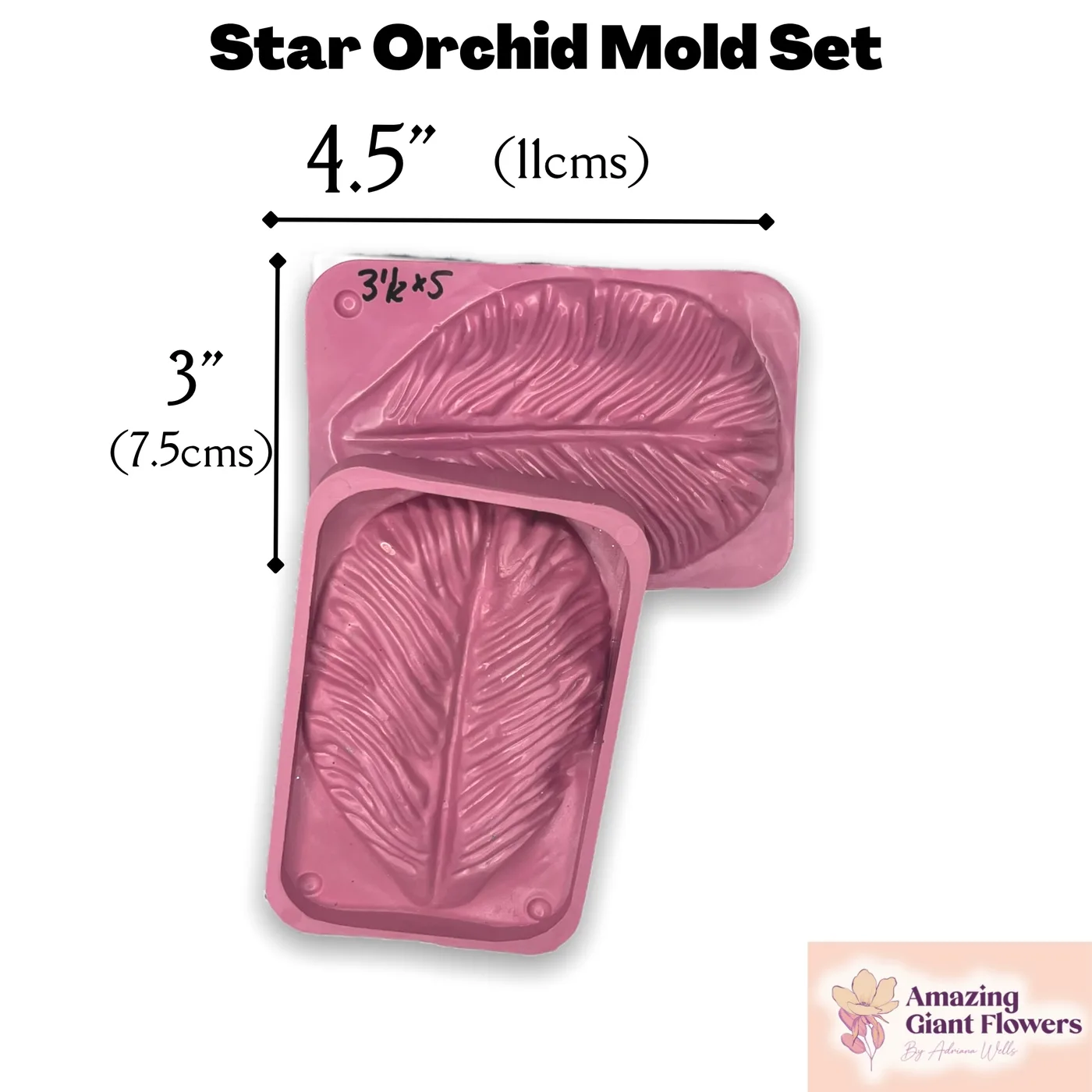 Star Orchid Flower Mold — double-sided foam flower mold and gumpaste veiner for making realistic life-size star orchid blooms, 4.5" x 3"