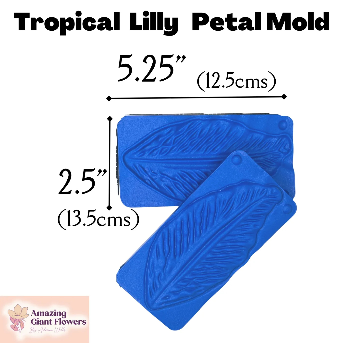 Tropical Lily Petal Mold — double-sided foam flower mold and gumpaste veiner for making realistic life-size tropical lily petals, 5.25" x 2.5"