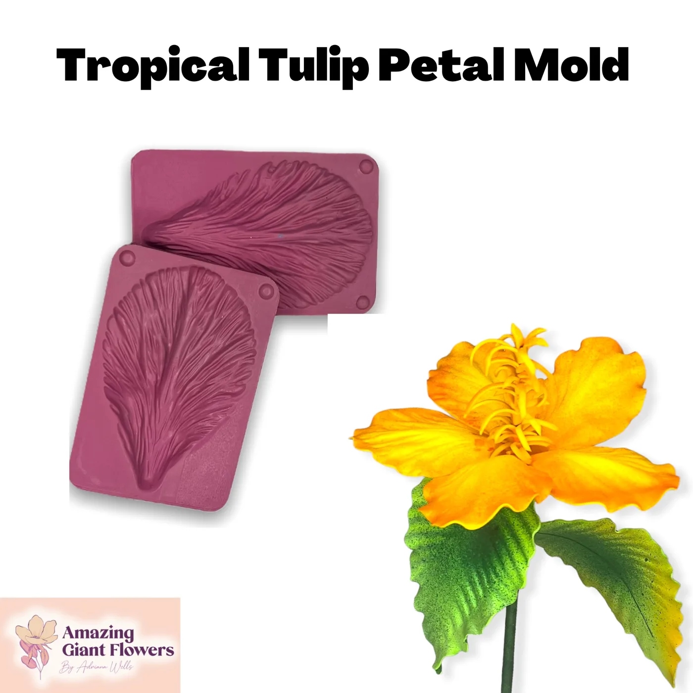Tropical Tulip Petal shaped with the Tropical Tulip Petal Mold — realistic life-size foam flower result