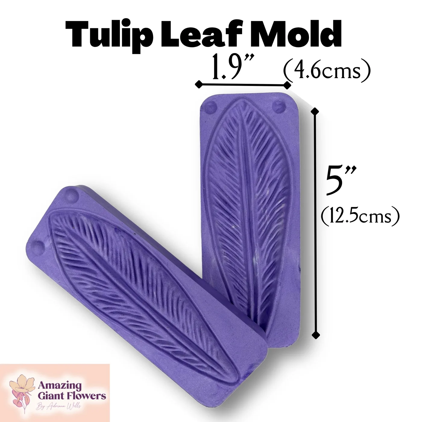 Tulip Leaf Mold — double-sided foam flower mold and gumpaste veiner for making realistic life-size tulip leaves, 1.9" x 5"