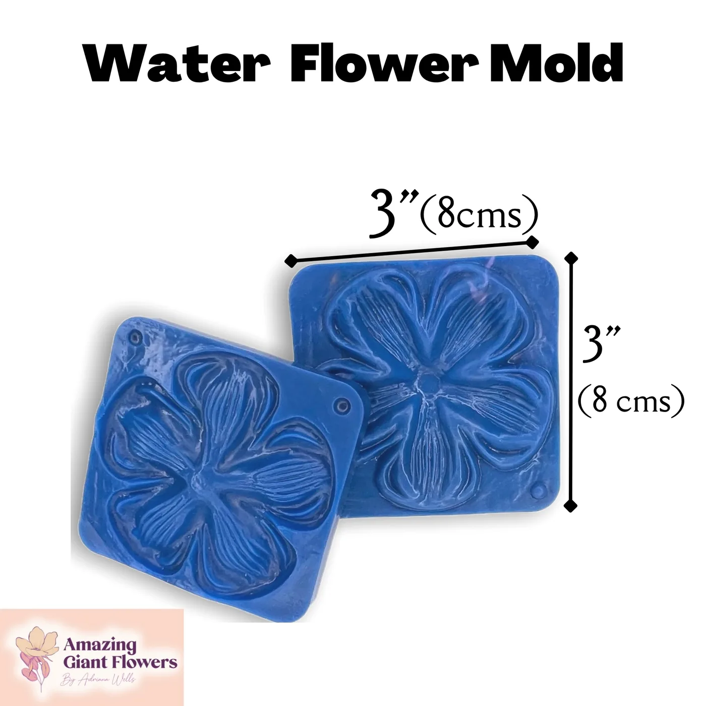 Water Flower Mold — double-sided foam flower mold and gumpaste veiner for making realistic life-size water flower blooms, 3" x 3"