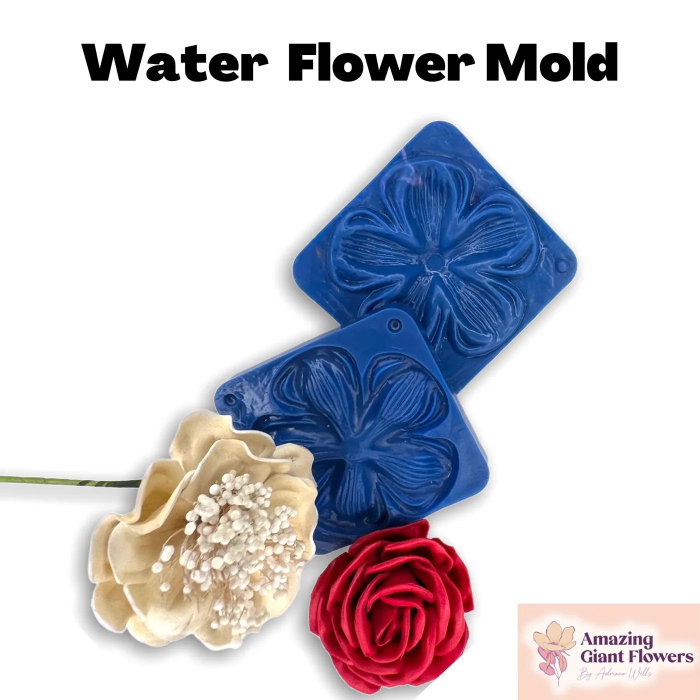 Water Flower Flower shaped with the Water Flower Mold — realistic life-size foam flower result