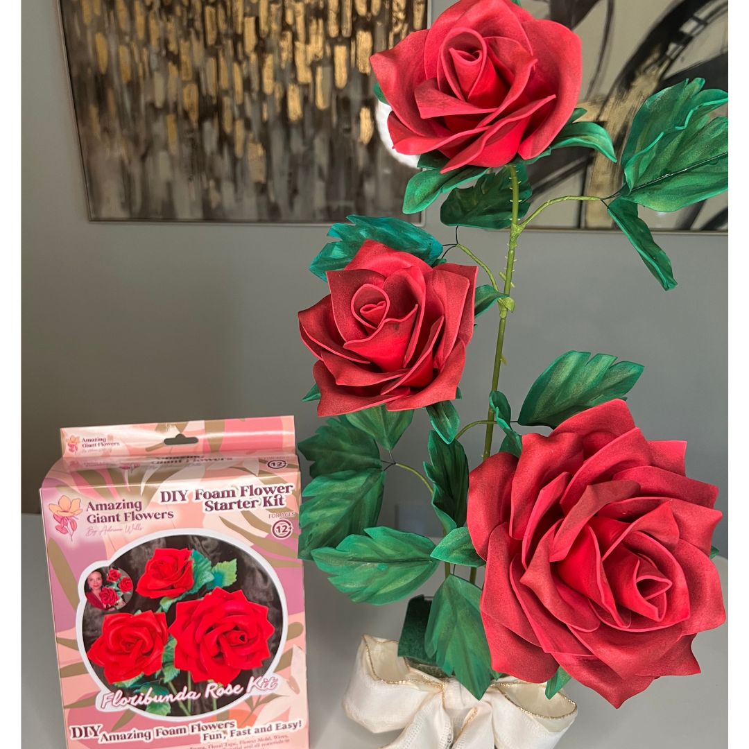 Real Touch Rose Foam Flower Kit — Realistic DIY Roses with 6" Double-Sided Mold & Pre-Cut Petals