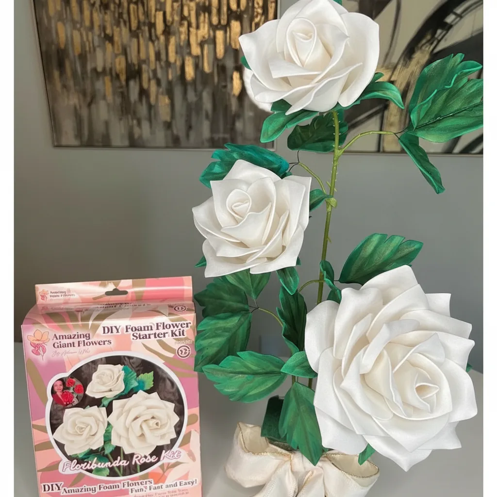Real Touch Star of Bethlehem Foam Flower Kit — Large Tropical DIY Blooms (Star of Jerusalem) with Golden Pistils, Reusable Mold & Pre-Cut Petals