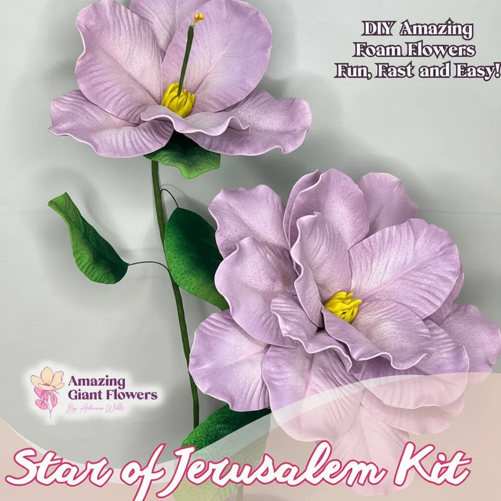 Real Touch Star of Bethlehem Foam Flower Kit — Large Tropical DIY Blooms (Star of Jerusalem) with Golden Pistils, Reusable Mold & Pre-Cut Petals