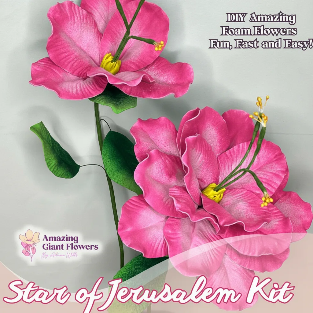 Real Touch Star of Bethlehem Foam Flower Kit — Large Tropical DIY Blooms (Star of Jerusalem) with Golden Pistils, Reusable Mold & Pre-Cut Petals