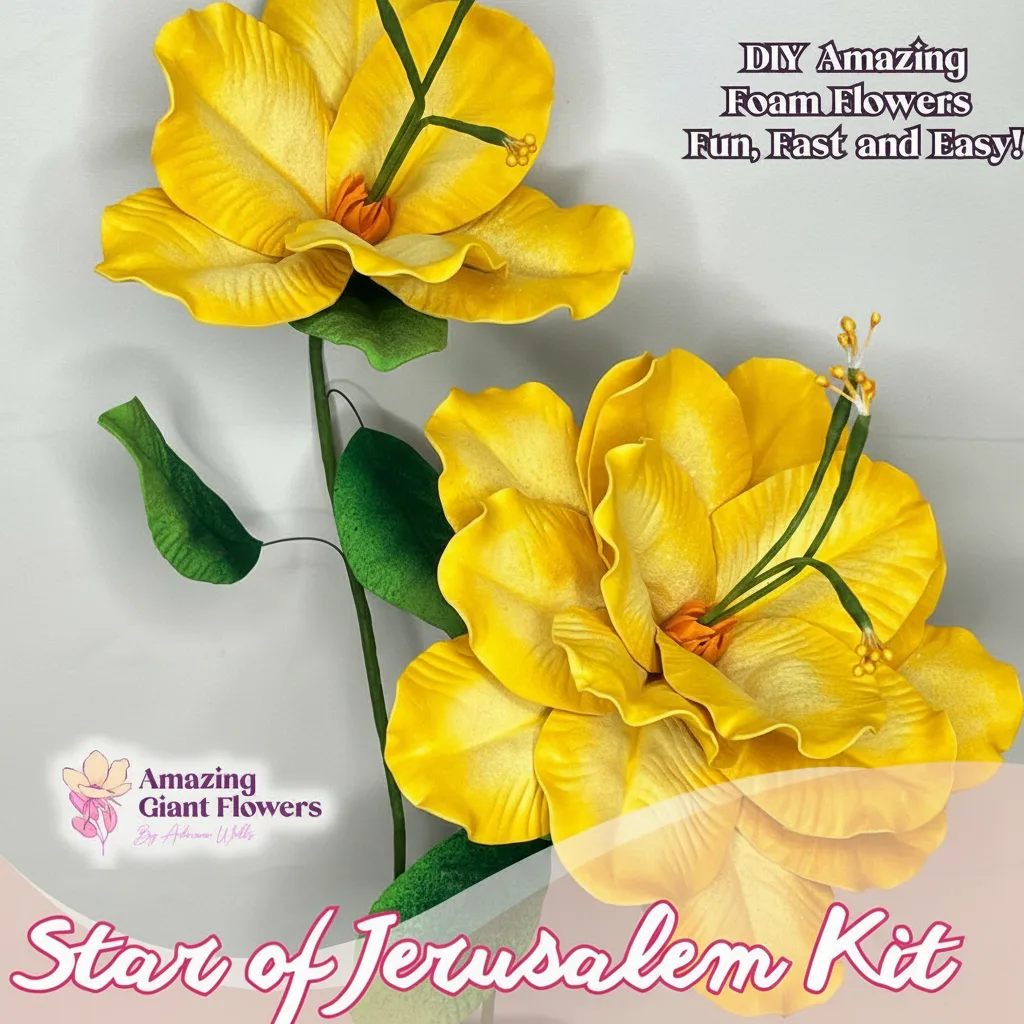 Real Touch Star of Bethlehem Foam Flower Kit — Large Tropical DIY Blooms (Star of Jerusalem) with Golden Pistils, Reusable Mold & Pre-Cut Petals