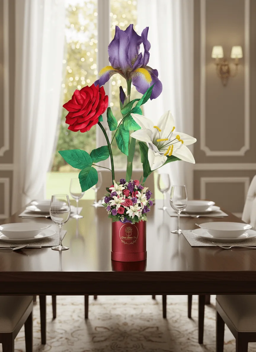 Reception Sweetheart-Table Giant Flowers That Frame the Couple