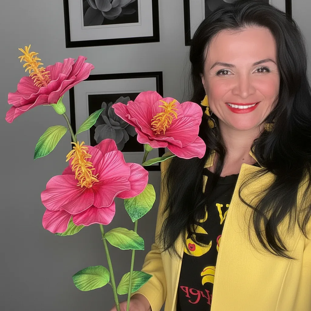 Real Touch Tropical Flower Foam Kit — Large DIY Hibiscus Blooms with Reusable Double-Sided Mold, Pre-Cut Petals, Bud & Leaves