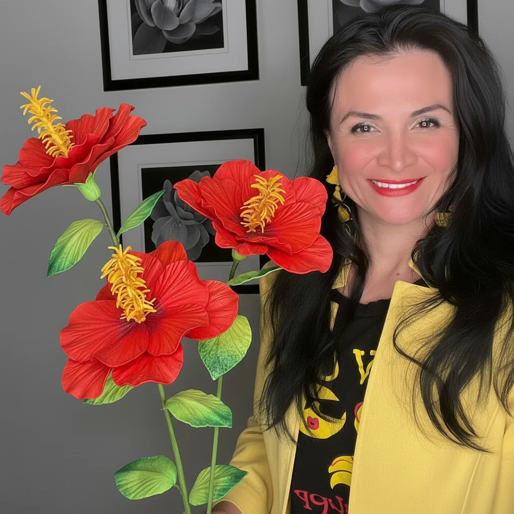 Real Touch Tropical Flower Foam Kit — Large DIY Hibiscus Blooms with Reusable Double-Sided Mold, Pre-Cut Petals, Bud & Leaves
