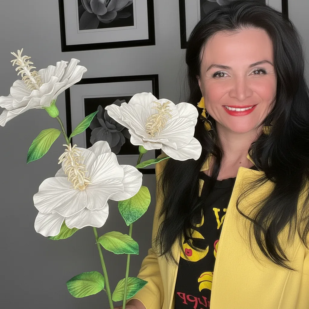 Real Touch Tropical Flower Foam Kit — Large DIY Hibiscus Blooms with Reusable Double-Sided Mold, Pre-Cut Petals, Bud & Leaves