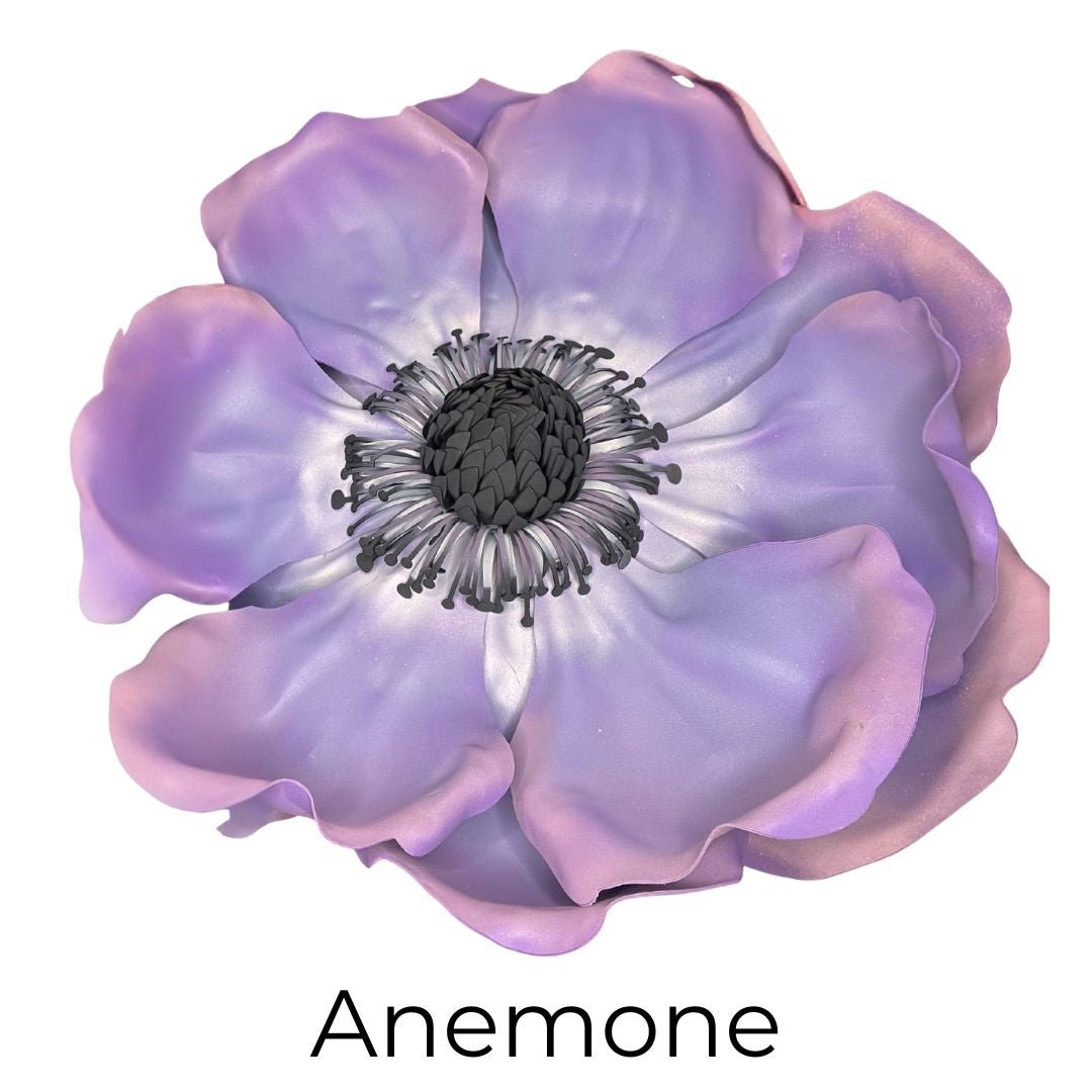 Red anemone wall statement flower with dark center and bold red petals for wall-mounted foam flower decor