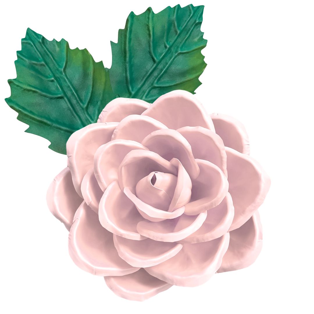Blush pink classic rose wall statement flower kit showing single large bloom with layered petals for wall mounting