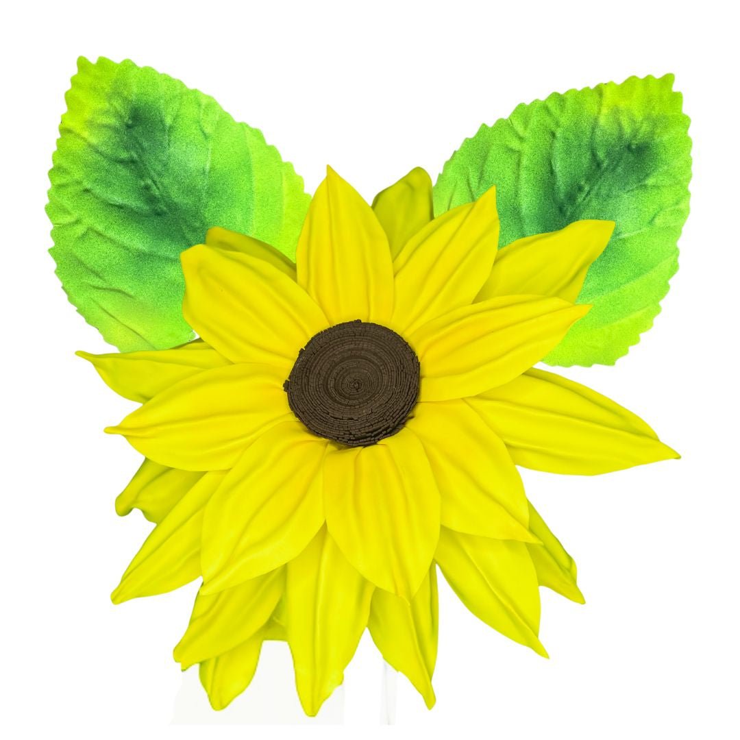 Bright yellow sunflower wall statement flower kit showing detailed petal arrangement for wall mounting